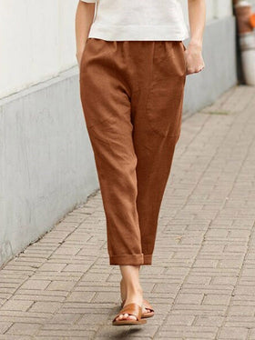 Women's Pants Casual Solid Pocket Harem Pants