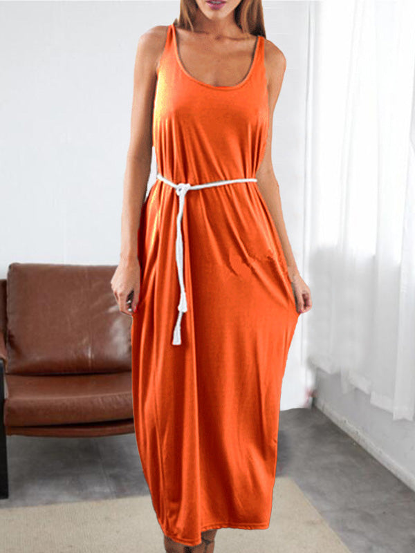 Women's Dresses Loose U-Neck Backless Sleeveless Dress