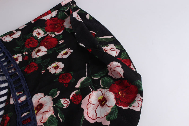 Mini Robe Imprimée Floral à Encolure en V Dos Nu