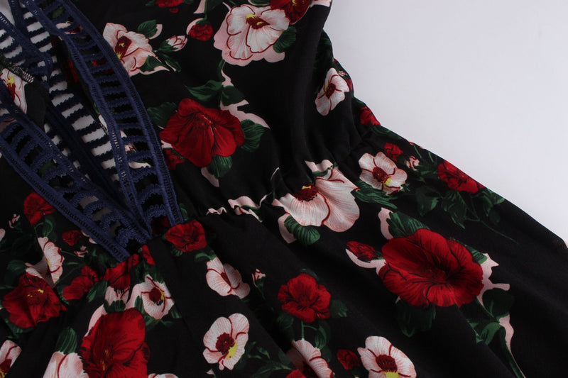 Mini Robe Imprimée Floral à Encolure en V Dos Nu