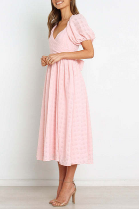 Fashion Solid Split Joint Square Collar Cake Skirt Dresses(3 colors)