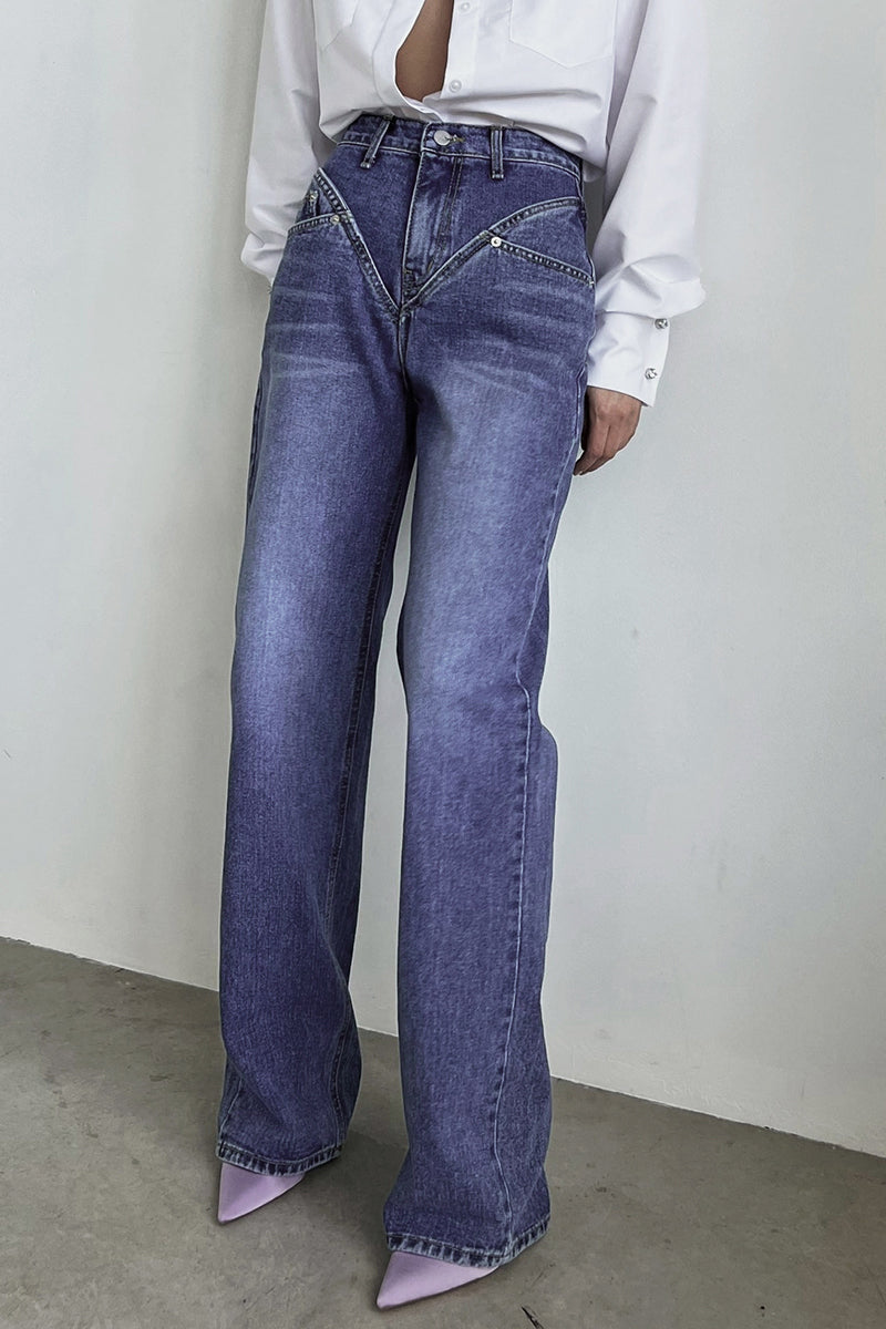 Casual Street High Waist Straight Denim Jeans