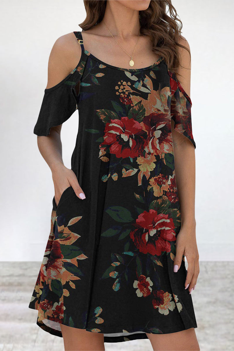 Elegant Print Flounce O Neck Dresses(11 Colors)