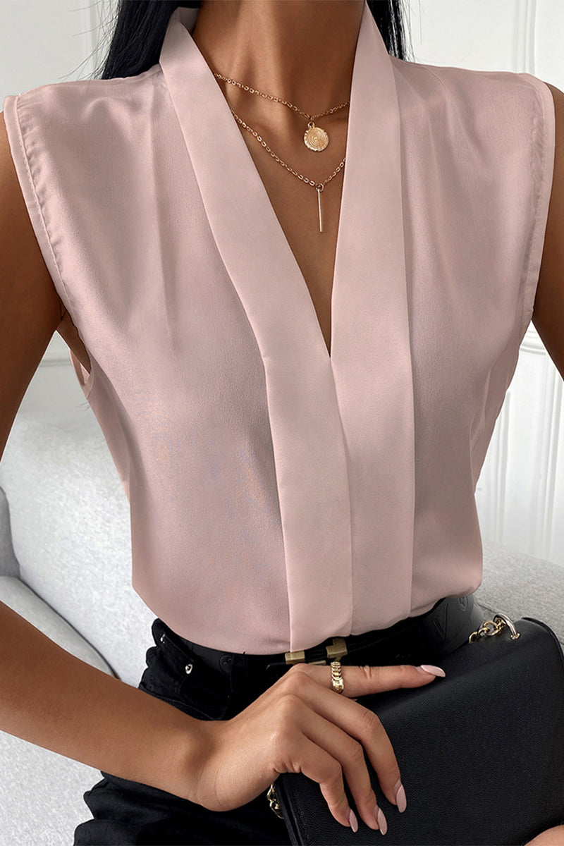 Sexy Solid Solid Color V Neck Tops