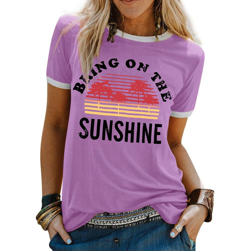 T-shirt Imprimé Sunshine Manches Courtes Col Rond