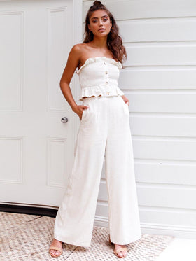 Costume Sexy Épaules Dénudées Blanc 不做 - CA Mode