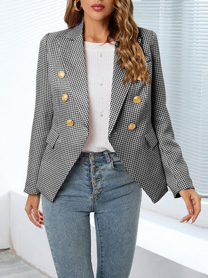 Manteau Blazer Boutonné Col Plié Revers