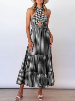 Robe Longue Croisée Sans Manches Dos Nu