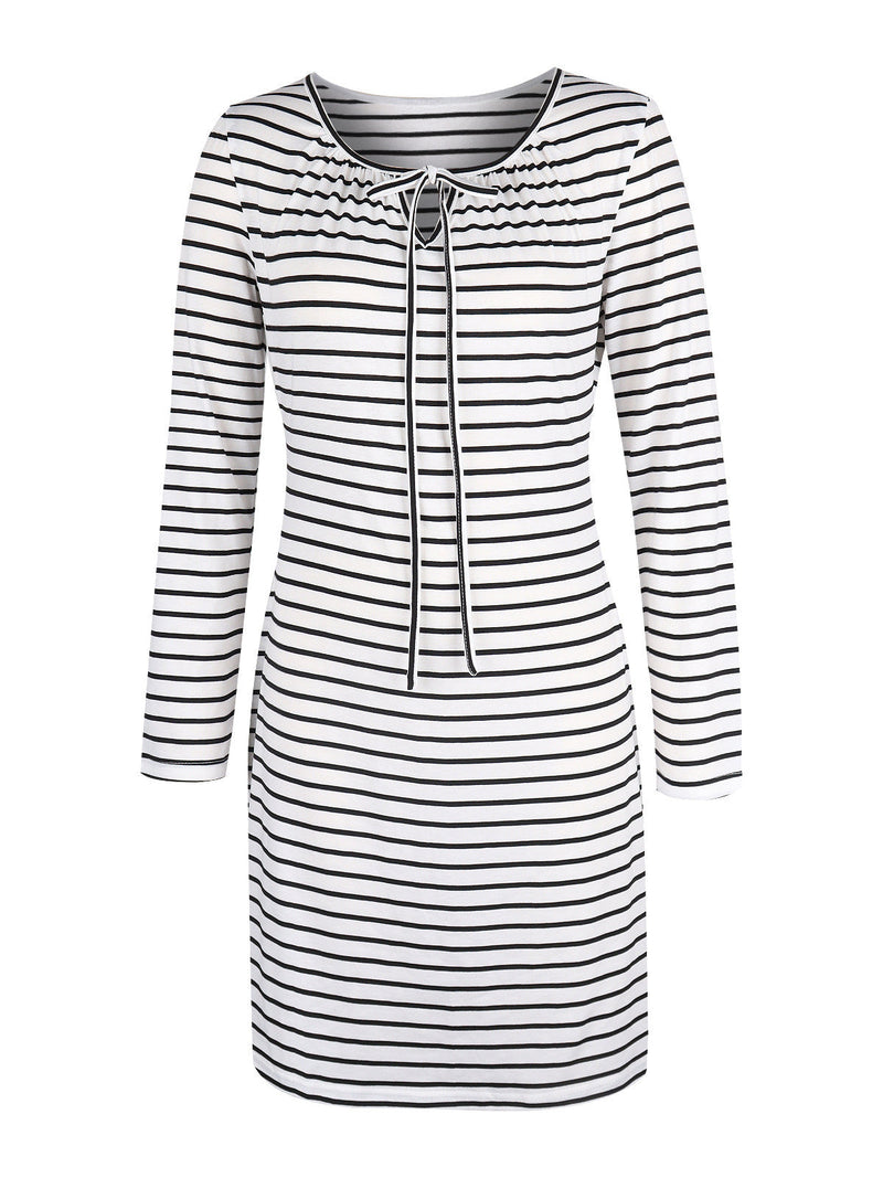 Women's Dresses Striped Tie Rope Long Sleeve Dress