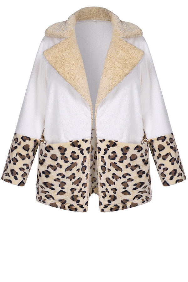 Winter Wonderland Pocket Leopard Plush Coat