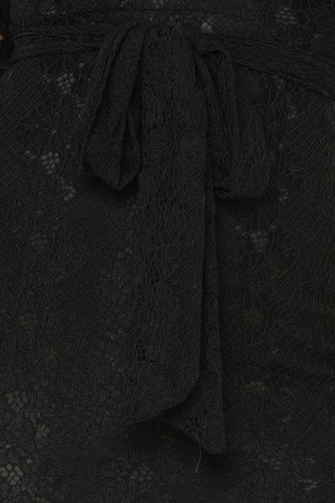 Robe de Soirée Sexy à Col en V en Dentelle Noire