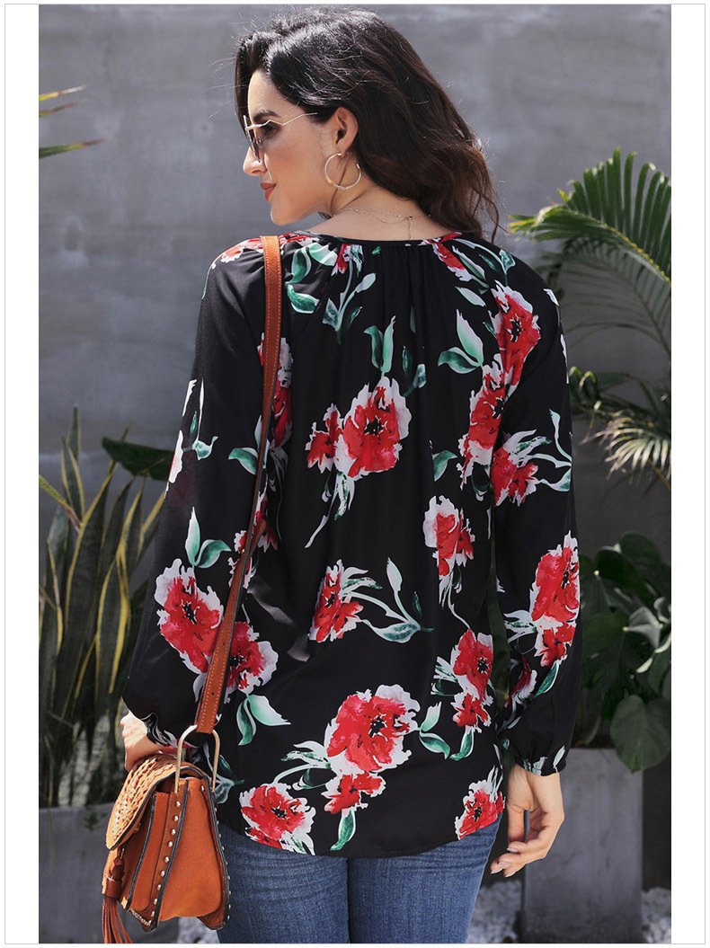 Casual Floral Top Manches Longues Femmes