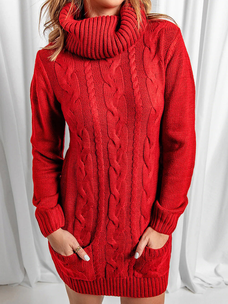 Women's Dresses Turtleneck Pocket Long Sleeve Sweater Dress
