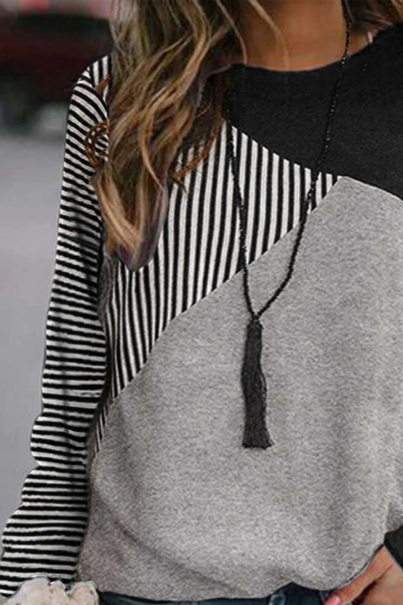 Simple Style Striped Patchwork Sweatshirts