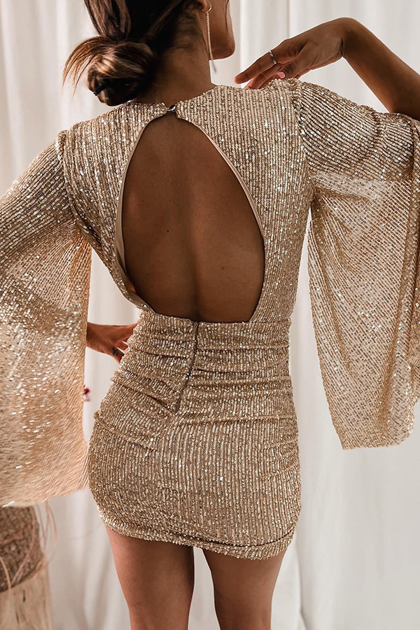 Totally Smitten Open Back Sequin Party Dress