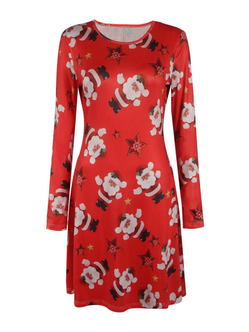 Robe à Imprimé Floral avec Motif du Père Noël Noir