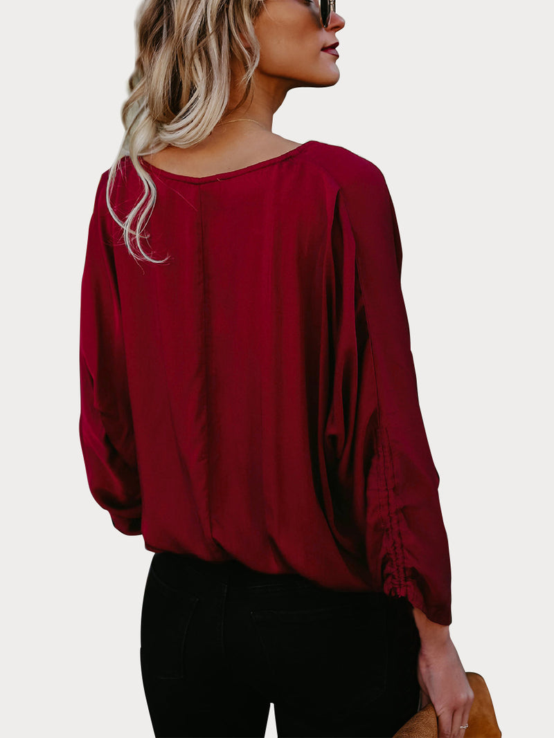 Chemise Type Lâche En Coton Vin Rouge - CA Mode