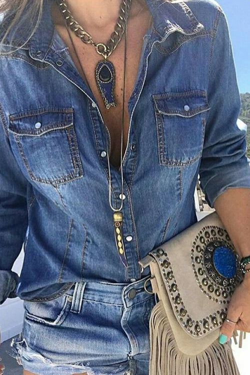 Retro Western Denim Shirt