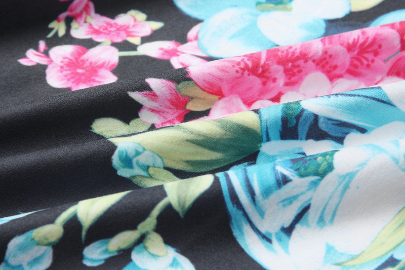 Ärmellos Blumen Gedruckt Sommer Blau Maxi Kleid - CA Mode