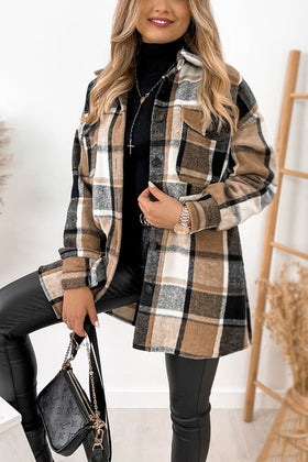 Keep You Warm Pocketed Plaid Jacket