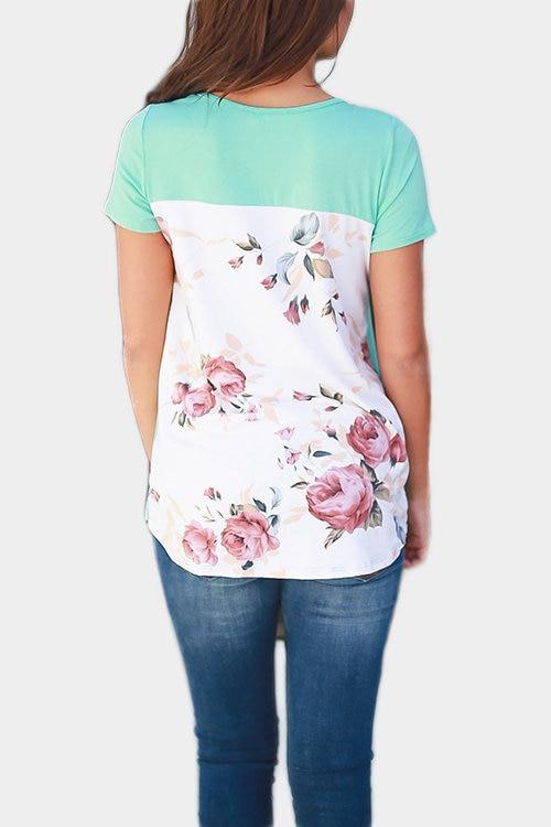 T-shirt À Col En V À Imprimé Floral Et À Bretelles Croisées Devant
