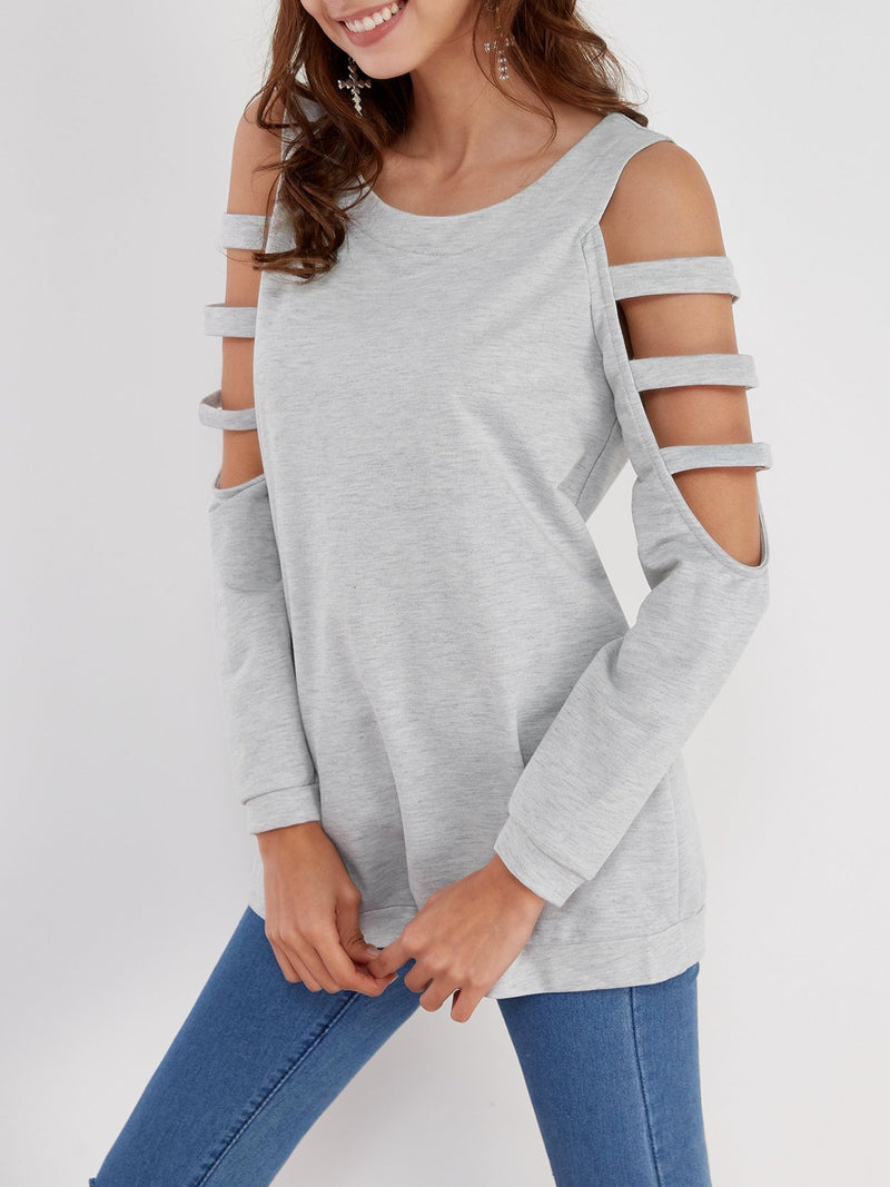 Cold Shoulder Slouchy Strappy Cut-outs T-shirt - CA Mode