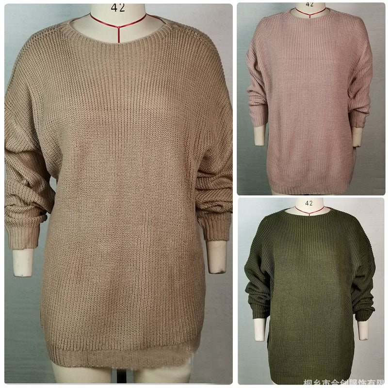 Loose Casual Knitted Crew Neck Oversized Sweater
