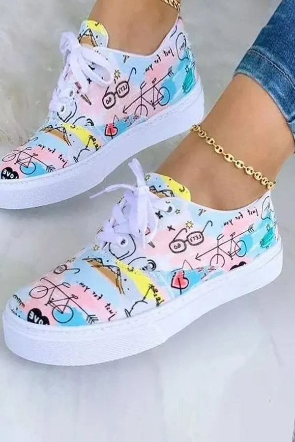 Jasper Graffiti Print Lace Up Sneakers