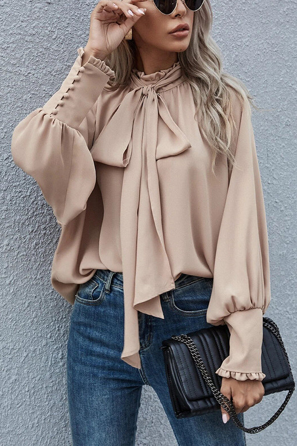 Not Ready for It Tie Neck Blouse