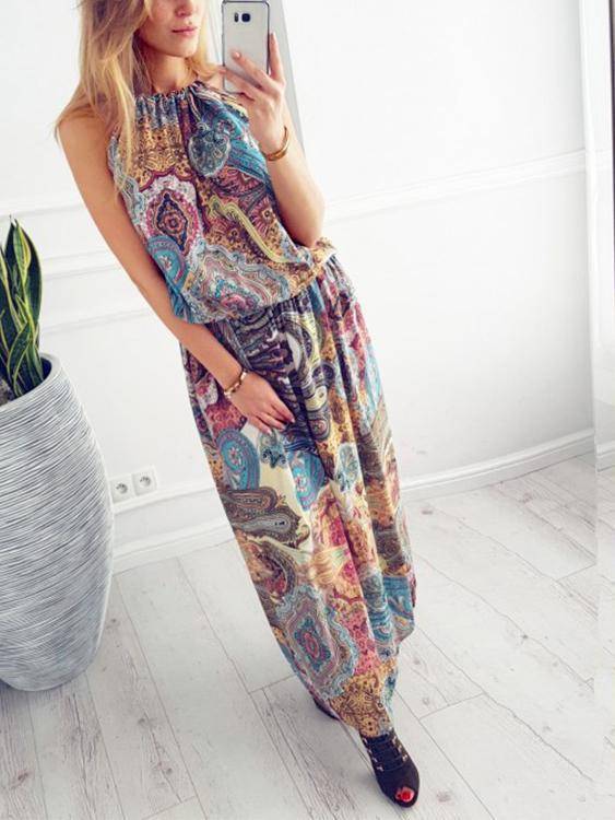 Maxi Robe Avec Imprimé Floral Bohème - CA Mode