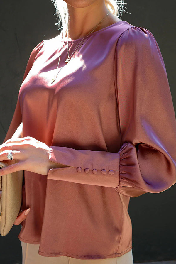All I Ever Need Satin Long Sleeve Blouse