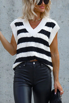 Between The Lines Striped Knit Sweater Vest