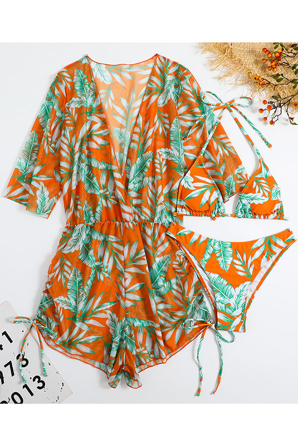 Cruise The Beach Printed Bikini+Cover-up Set