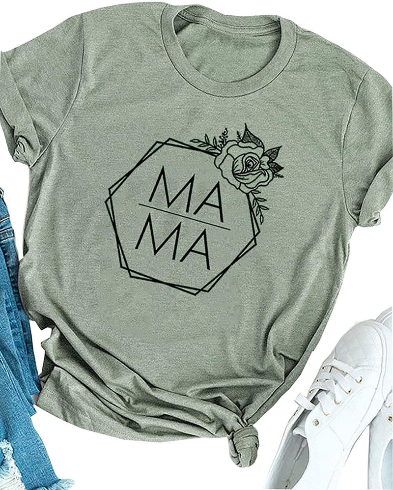 T-Shirt Imprimé MAMA Manches Courtes et Col Rond