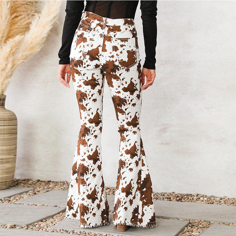 Pantalon Large Imprimé Floral Taille Haute