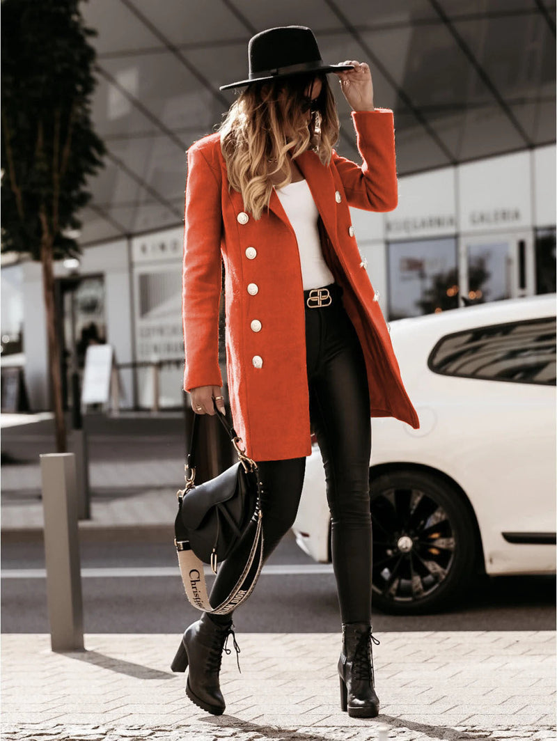 Lapel Collar Blazer Double Sided Woolen Jacket Outerwear