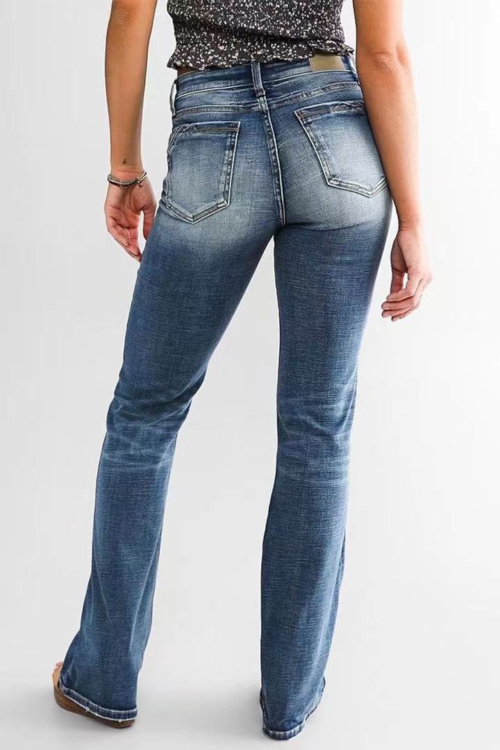 Pantalon en Jean Taille Haute Zippé