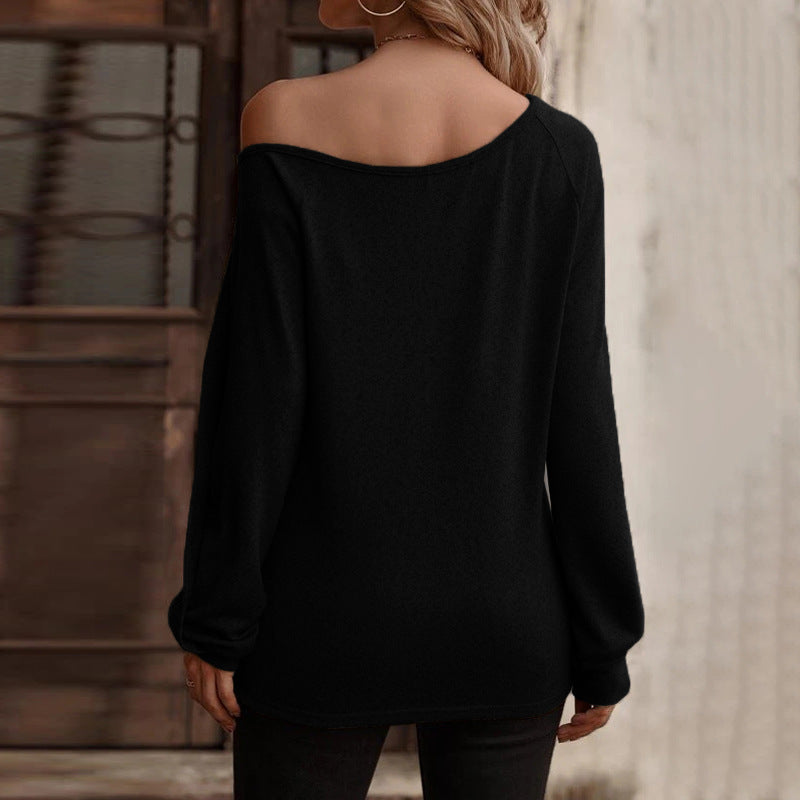 Casual Long Sleeve Round Neck Solid Loose Blouse