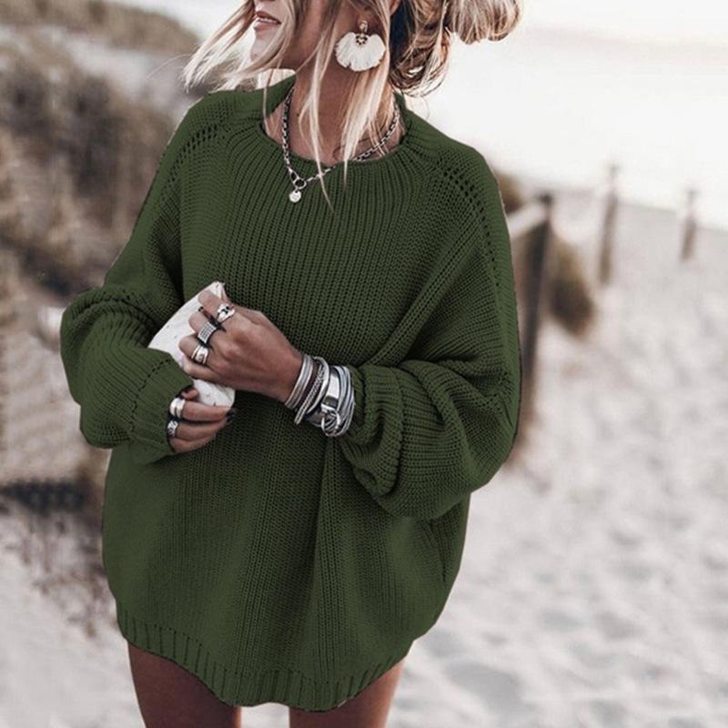 Loose Casual Knitted Crew Neck Oversized Sweater