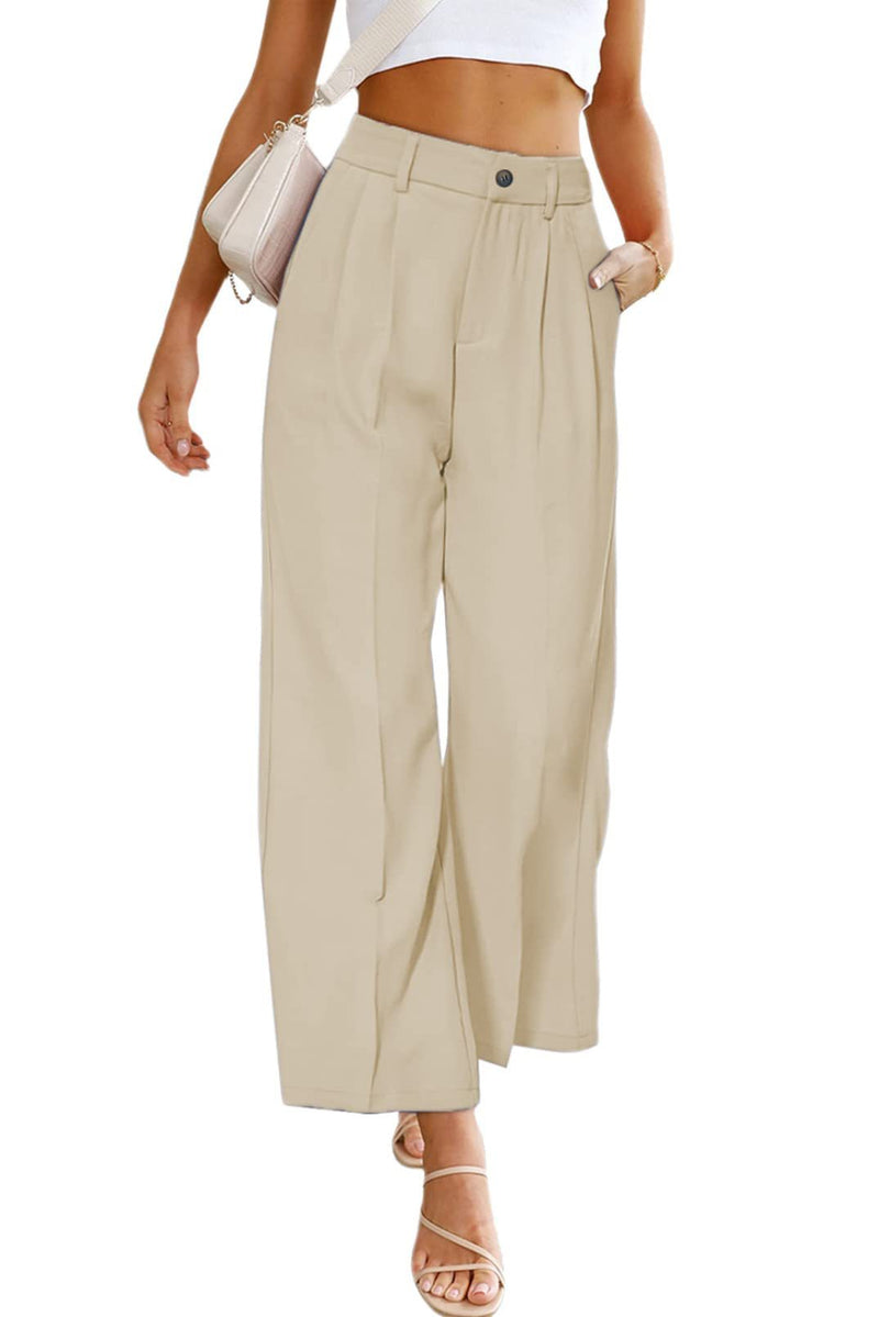 Fashion High Waist Loose Solid Color Pocketed Pant