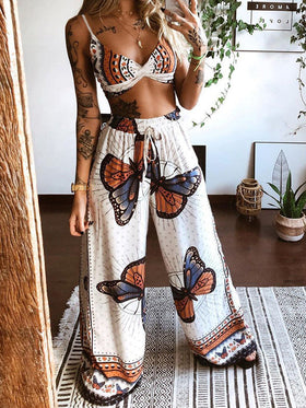 Women's Sets Butterfly Print Sexy Bra Set