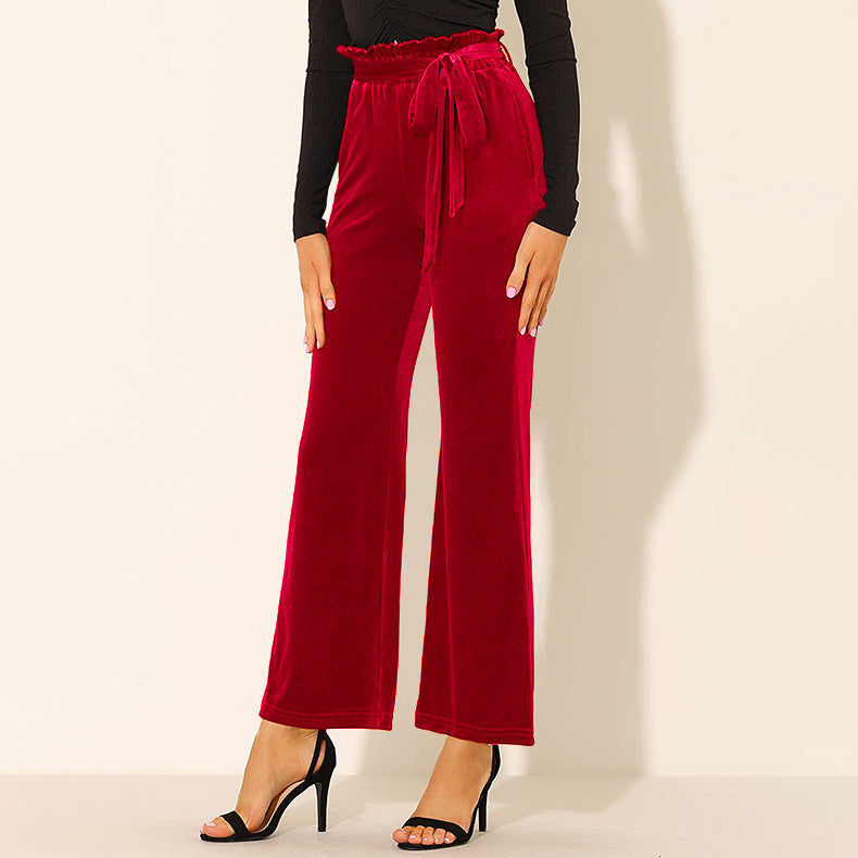 Pantalon Taille Élastique avec Poche Latérale Couleur Unie