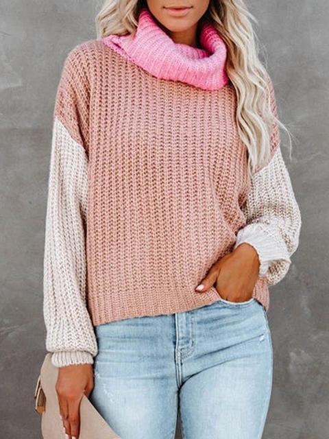 Pull Couleur Block Col Montant