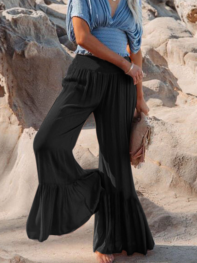 Women's Pants Casual Elastic High Waist Flared Pants