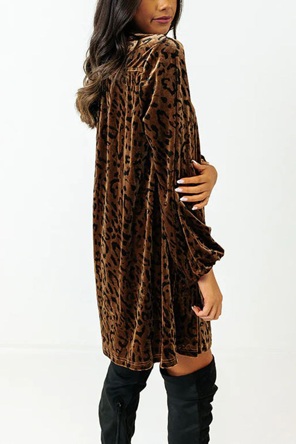 Novakiki Changing Seasons Fashion Leopard Velvet Dress