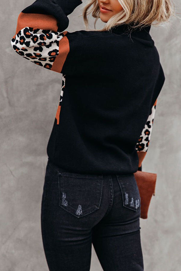 Wild Thing Leopard Colorblock Turtleneck Sweater