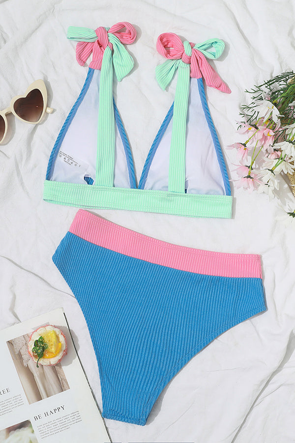 Summer Muse Colorblock Ribbed Bikini Swimsuit