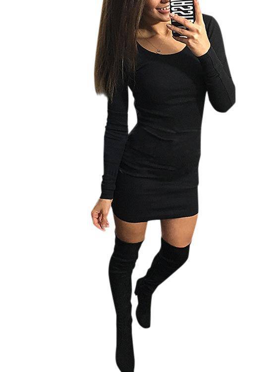 Round Neck Bodycon Mini Dress