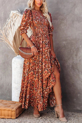 Novakiki Autumn Grace Smocked Paisley Maxi Dress