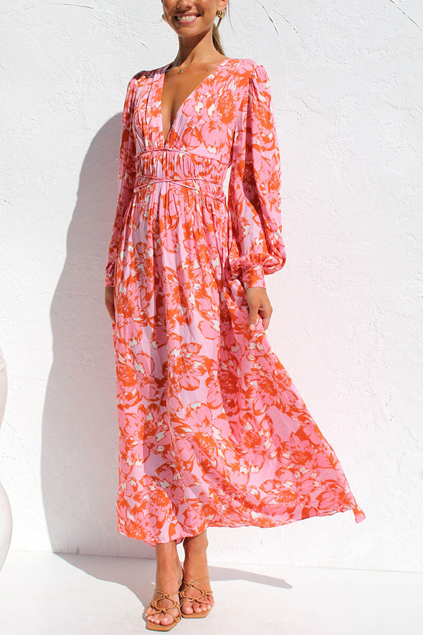 Do What I Feel Floral Crossover Strap Maxi Dress